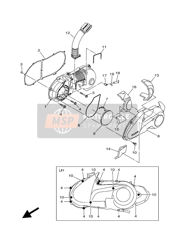 Yamaha NMAX 125 2019 Tapa del cárter 1 para un 2019 Yamaha NMAX 125